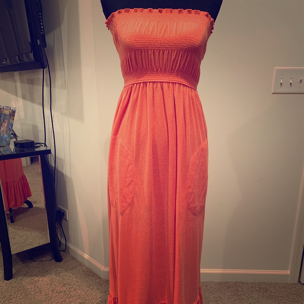 Creamsicle Terry cloth strapless maxi dress